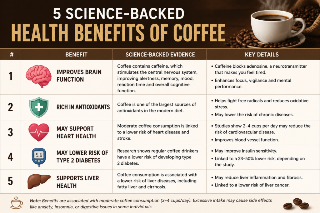 5 Science-Backed Health Benefits of Coffee